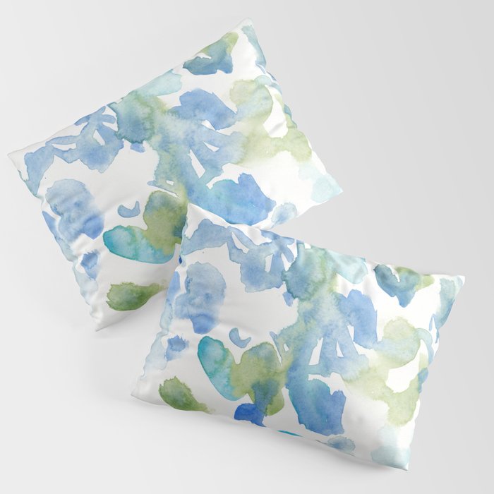 Abstract Art 180714 Abstract 16 Blue Green Watercolour | Watercolor Brush Strokes Pillow Sham Gallery Image 3