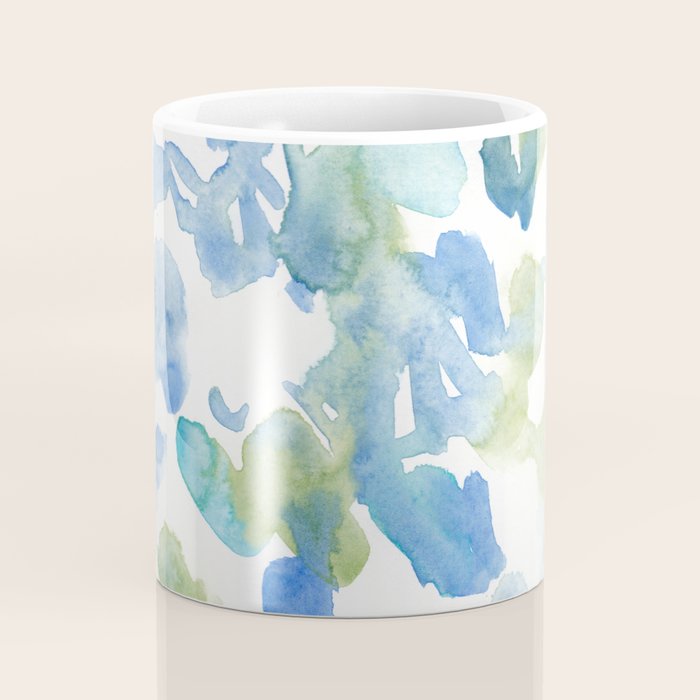 Abstract Art 180714 Abstract 16 Blue Green Watercolour | Watercolor Brush Strokes Coffee Mug Gallery Image 4