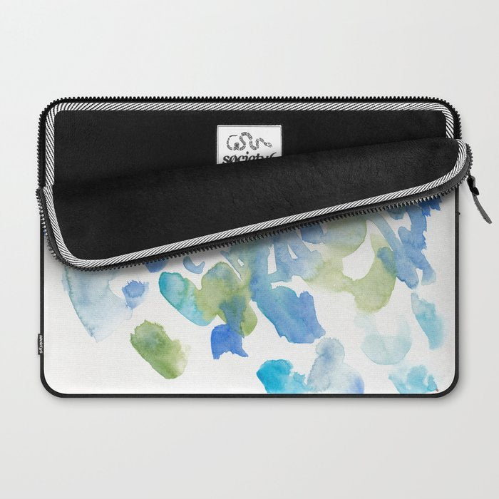 Abstract Art 180714 Abstract 16 Blue Green Watercolour | Watercolor Brush Strokes Laptop Sleeve Gallery Image 2