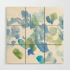 Abstract Art 180714 Abstract 16 Blue Green Watercolour | Watercolor Brush Strokes Wood Wall Art Gallery Image 1