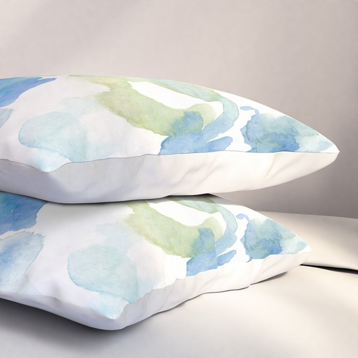 Abstract Art 180714 Abstract 16 Blue Green Watercolour | Watercolor Brush Strokes Pillow Sham Gallery Image 3