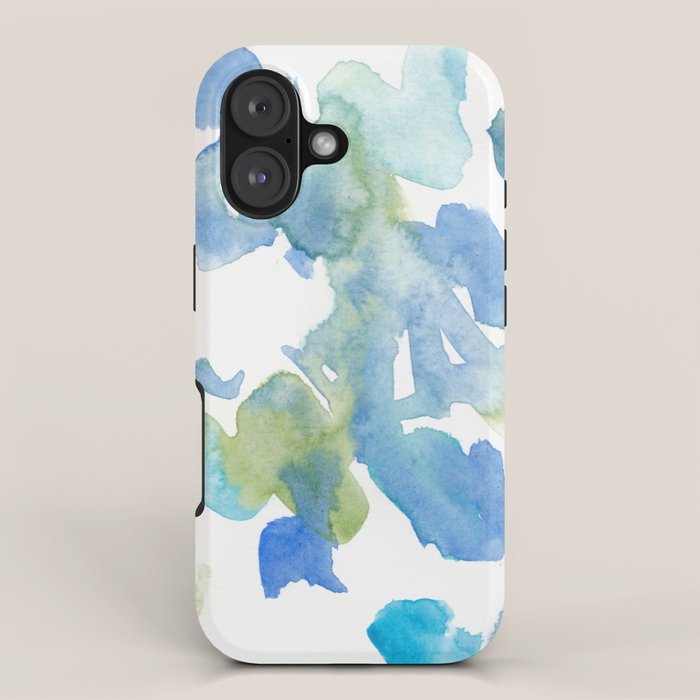 Abstract Art 180714 Abstract 16 Blue Green Watercolour | Watercolor Brush Strokes iPhone Case Gallery Image 1