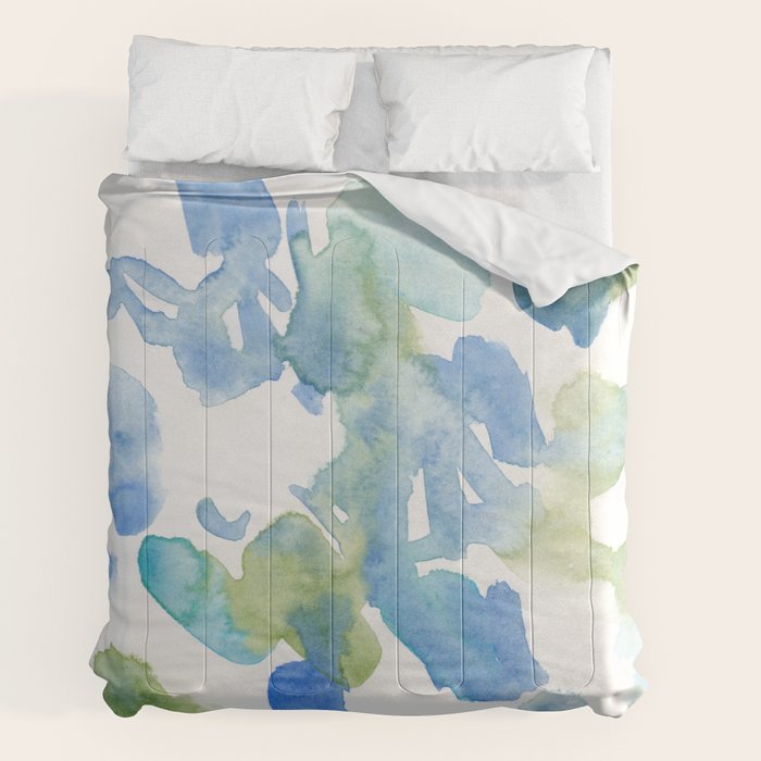 Abstract Art 180714 Abstract 16 Blue Green Watercolour | Watercolor Brush Strokes Comforter Gallery Image 2