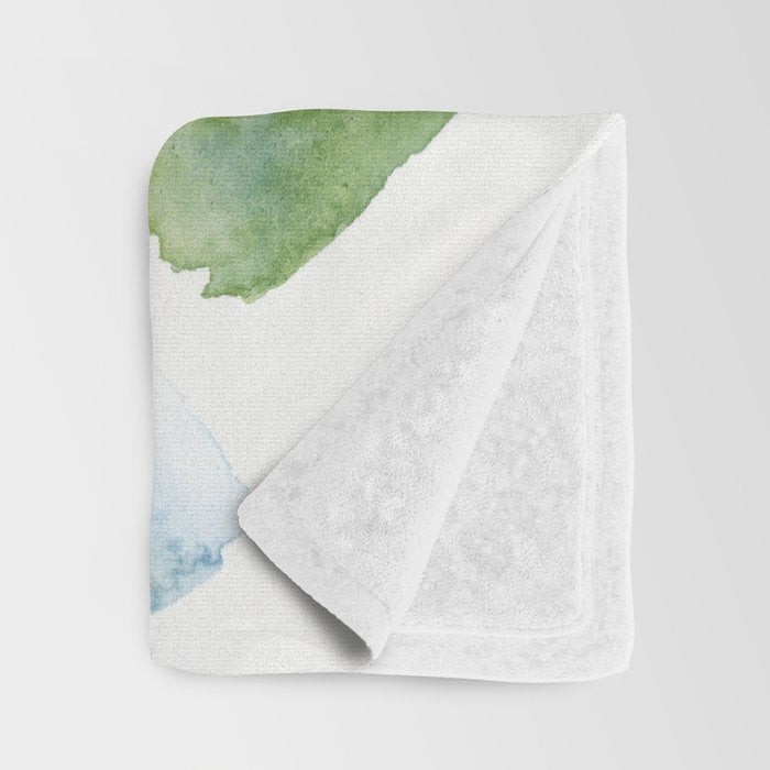Abstract Art 180714 Abstract 16 Blue Green Watercolour | Watercolor Brush Strokes Throw Blanket Gallery Image 3
