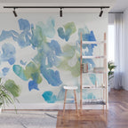 Abstract Art 180714 Abstract 16 Blue Green Watercolour | Watercolor Brush Strokes Wall Mural Gallery Image 1