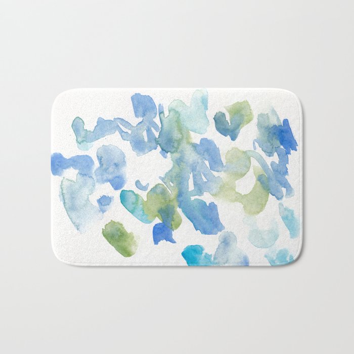 Abstract Art 180714 Abstract 16 Blue Green Watercolour | Watercolor Brush Strokes Bath Mat Gallery Image 1