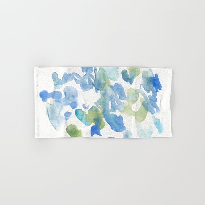 Abstract Art 180714 Abstract 16 Blue Green Watercolour | Watercolor Brush Strokes Bath Towel Gallery Image 1