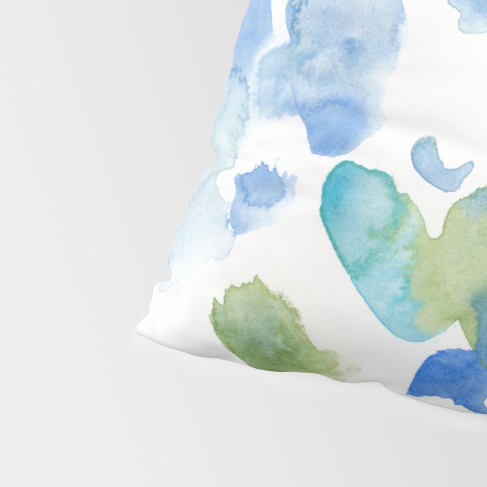Abstract Art 180714 Abstract 16 Blue Green Watercolour | Watercolor Brush Strokes Pillow Sham Gallery Image 4