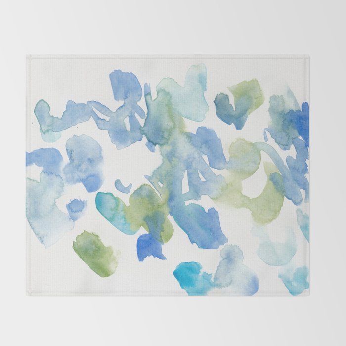 Abstract Art 180714 Abstract 16 Blue Green Watercolour | Watercolor Brush Strokes Throw Blanket Gallery Image 2