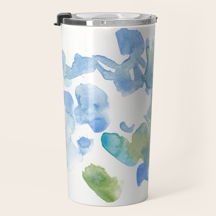 Abstract Art 180714 Abstract 16 Blue Green Watercolour | Watercolor Brush Strokes Travel Mug Gallery Image 3