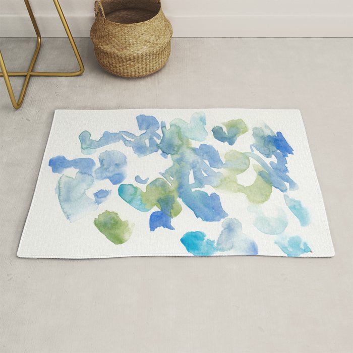 Abstract Art 180714 Abstract 16 Blue Green Watercolour | Watercolor Brush Strokes Rug Gallery Image 1