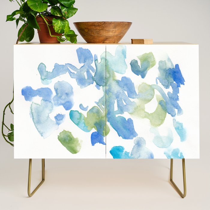 Abstract Art 180714 Abstract 16 Blue Green Watercolour | Watercolor Brush Strokes Credenza Gallery Image 1