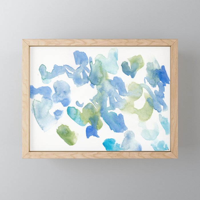 Abstract Art 180714 Abstract 16 Blue Green Watercolour | Watercolor Brush Strokes Mini Art Print Gallery Image 1