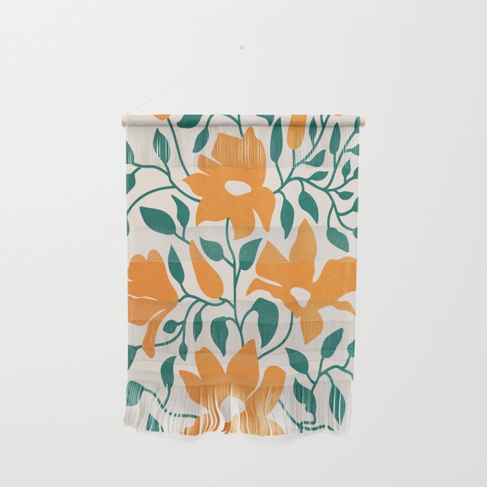 Tangerine & Pine: Matisse Flowers & Leaves Wall Hanging Gallery Image 1