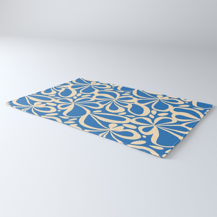 Blue abstract flower art pattern Rug Gallery Image 3