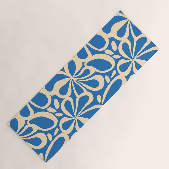 Blue abstract flower art pattern Yoga Mat Gallery Image 1