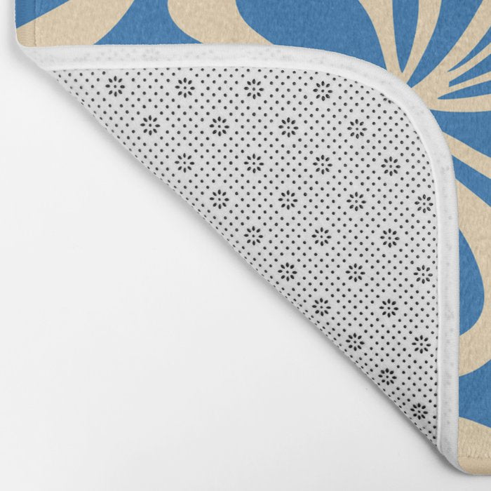Blue abstract flower art pattern Bath Mat Gallery Image 2