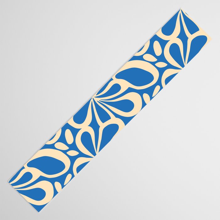 Blue abstract flower art pattern Table Runner Gallery Image 3
