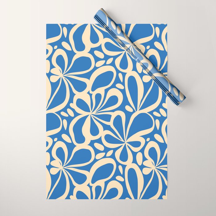 Blue abstract flower art pattern Wrapping Paper Gallery Image 1