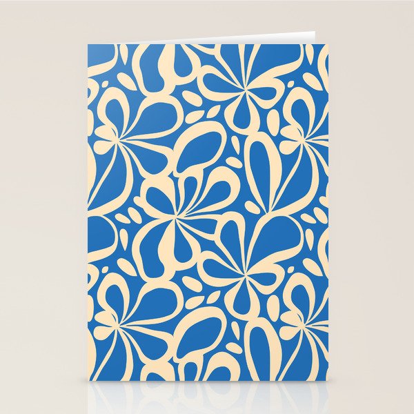 Blue Abstract Flower Art Pattern Stationery Card