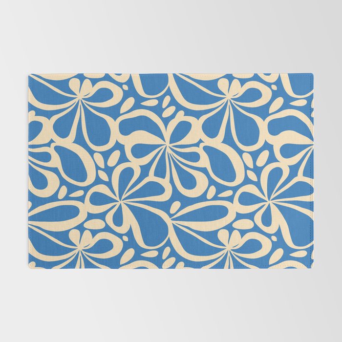 Blue abstract flower art pattern Rug Gallery Image 2