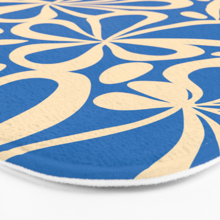 Blue abstract flower art pattern Bath Mat Gallery Image 3