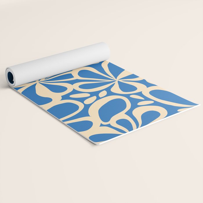 Blue abstract flower art pattern Yoga Mat Gallery Image 2