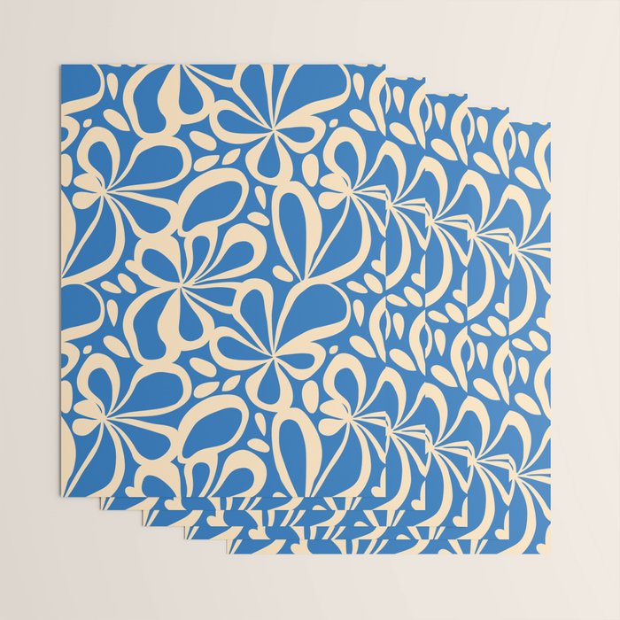 Blue abstract flower art pattern Wrapping Paper Gallery Image 3