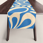 Blue abstract flower art pattern Table Runner Gallery Image 1