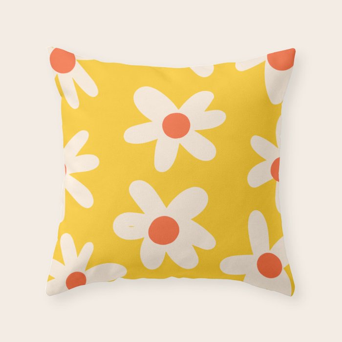 Happy Golden Daisies | Yellow Daisies | Summer Flowers Throw Pillow Gallery Image 6
