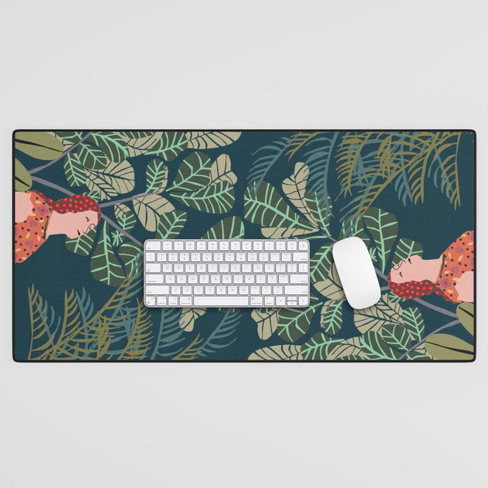 Inhale green  - jungle night at home Desk Mat Gallery Image 1