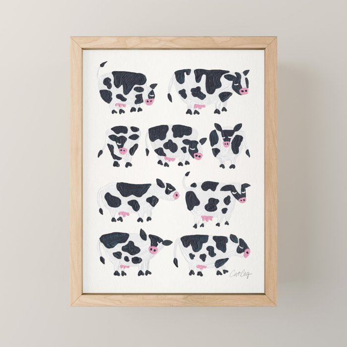 Cow Collection - White Mini Art Print Gallery Image 1
