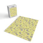 Mid Century Modern Abstract Loop Pattern in Light Linden Yellow and Gray Jigsaw Puzzle Gallery Image 2