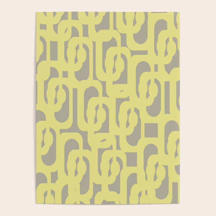Mid Century Modern Abstract Loop Pattern in Light Linden Yellow and Gray Poster Gallery Image 4