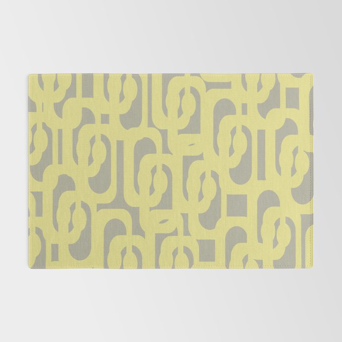 Mid Century Modern Abstract Loop Pattern in Light Linden Yellow and Gray Rug Gallery Image 2