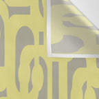 Mid Century Modern Abstract Loop Pattern in Light Linden Yellow and Gray Wall Tapestry Gallery Image 3