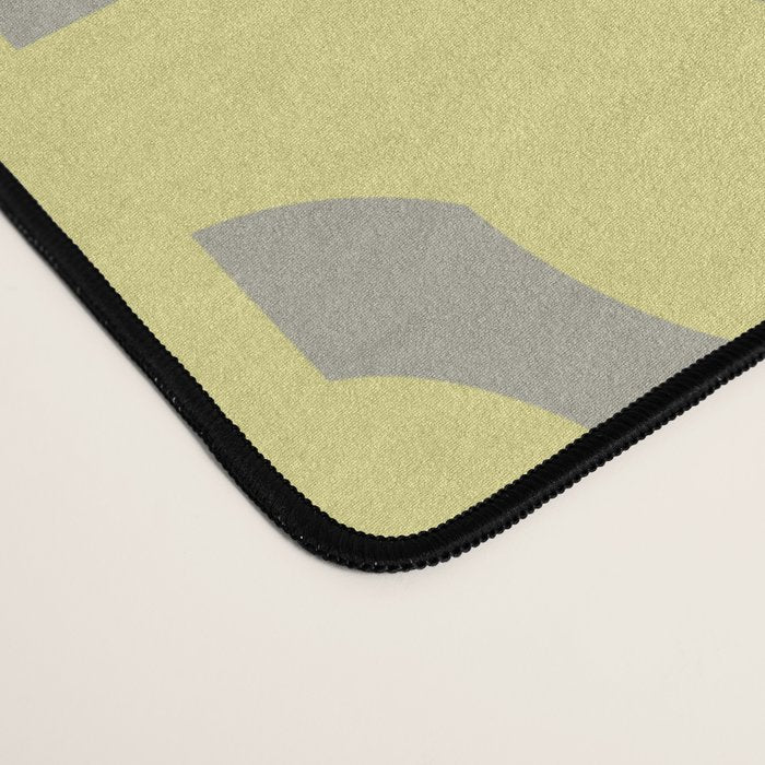 Mid Century Modern Abstract Loop Pattern in Light Linden Yellow and Gray Desk Mat Gallery Image 4