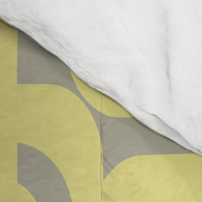 Mid Century Modern Abstract Loop Pattern in Light Linden Yellow and Gray Comforter Gallery Image 4