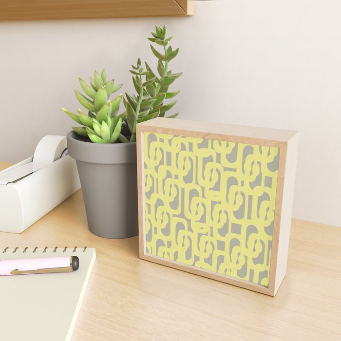 Mid Century Modern Abstract Loop Pattern in Light Linden Yellow and Gray Mini Art Print Gallery Image 2