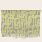 Mid Century Modern Abstract Loop Pattern in Light Linden Yellow and Gray Wall Hanging Gallery Image 1