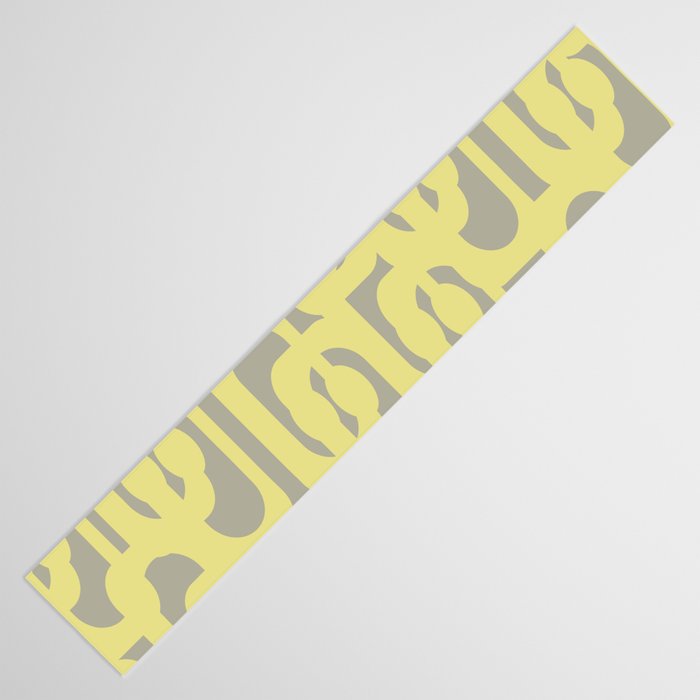 Mid Century Modern Abstract Loop Pattern in Light Linden Yellow and Gray Table Runner Gallery Image 3