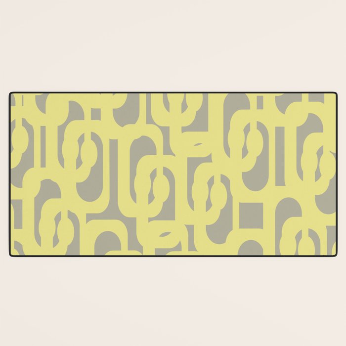 Mid Century Modern Abstract Loop Pattern in Light Linden Yellow and Gray Desk Mat Gallery Image 3