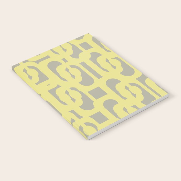 Mid Century Modern Abstract Loop Pattern in Light Linden Yellow and Gray Notebook Gallery Image 1