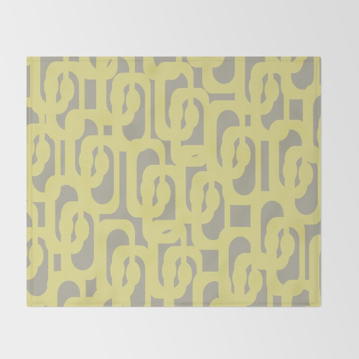 Mid Century Modern Abstract Loop Pattern in Light Linden Yellow and Gray Throw Blanket Gallery Image 2