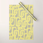 Mid Century Modern Abstract Loop Pattern in Light Linden Yellow and Gray Wrapping Paper Gallery Image 1