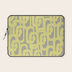 Mid Century Modern Abstract Loop Pattern in Light Linden Yellow and Gray Laptop Sleeve Gallery Image 1