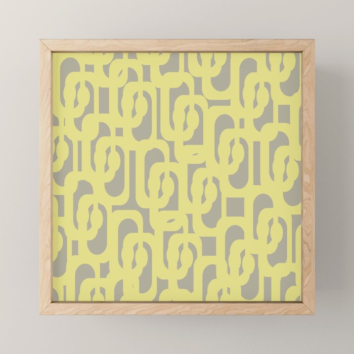 Mid Century Modern Abstract Loop Pattern in Light Linden Yellow and Gray Mini Art Print Gallery Image 1