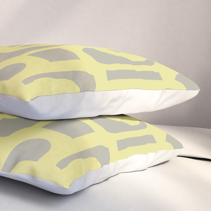Mid Century Modern Abstract Loop Pattern in Light Linden Yellow and Gray Pillow Sham Gallery Image 3