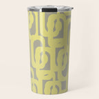 Mid Century Modern Abstract Loop Pattern in Light Linden Yellow and Gray Travel Mug Gallery Image 1
