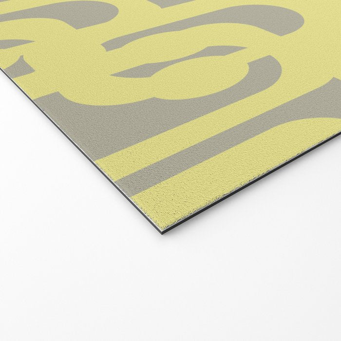 Mid Century Modern Abstract Loop Pattern in Light Linden Yellow and Gray Welcome Mat Gallery Image 2
